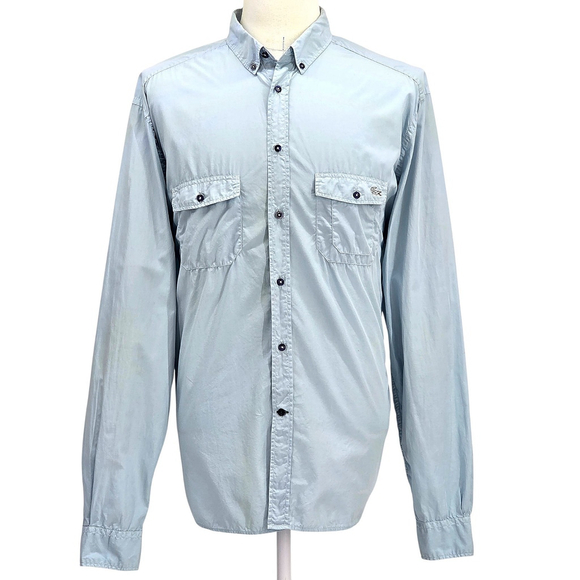 Lacoste Other - Lacoste Modern Fit Button Down Shirt Mens 46 Blue Cotton Long Sleeve...